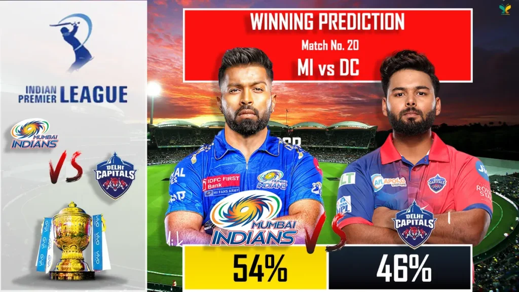 IPL 2024 MI Vs DC 20th Match Winning Prediction